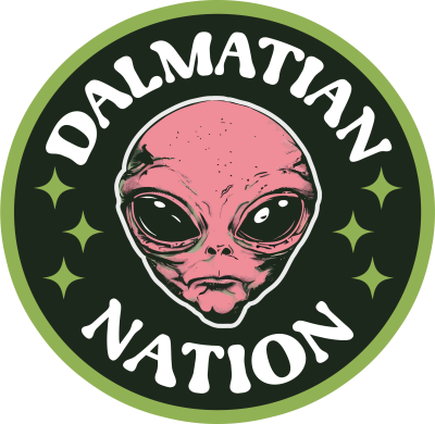 The Dalmatian Nation Logo features an Alien in a circle in a retro style.