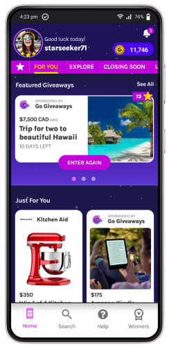 Go Giveaways Home Screen